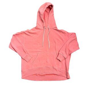 Aerie Sweater Pink Hood Distressed Functional drawstrings Size Small